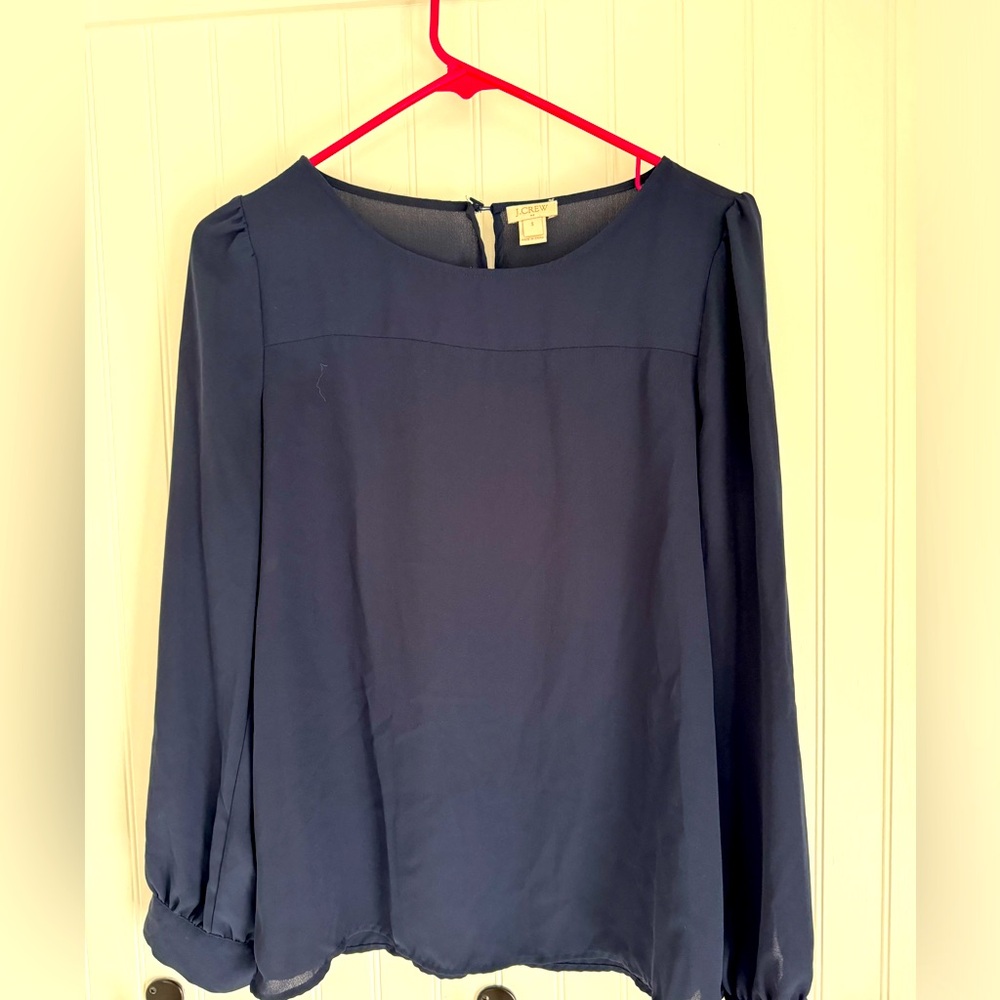 K Crew women's size small blouse. Navy, long sleeves.